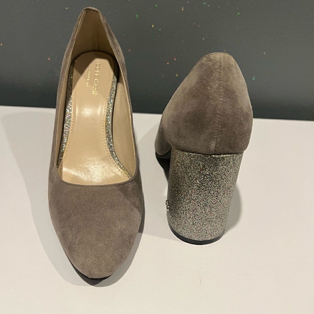 Cole Haan Alanna Suede Glitter heel pumps Grey size 6